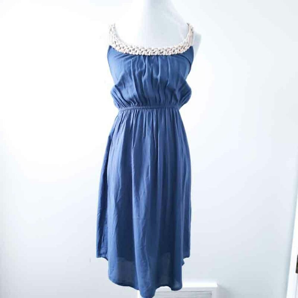 YA Los Angeles Blue Summer Dress Sleeveless Small Crochet Neckline, Racerback